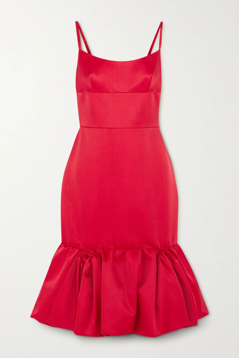 유럽직배송 프라다 PRADA Wool and silk-blend satin peplum dress 17957409492250148