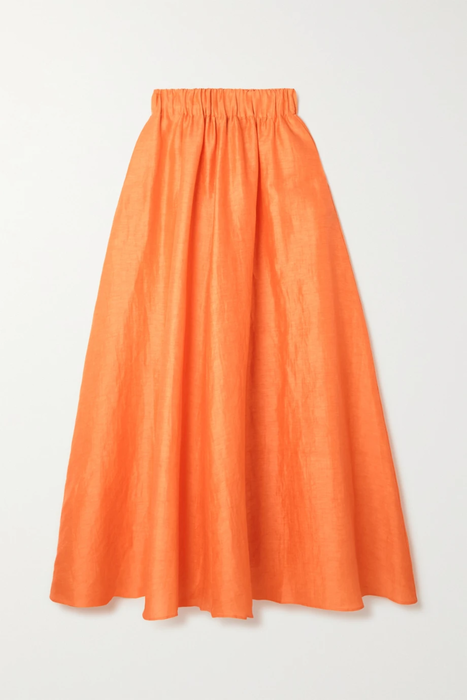 유럽직배송 CORTANA Paper pleated linen and silk-blend maxi skirt 27086482324435007