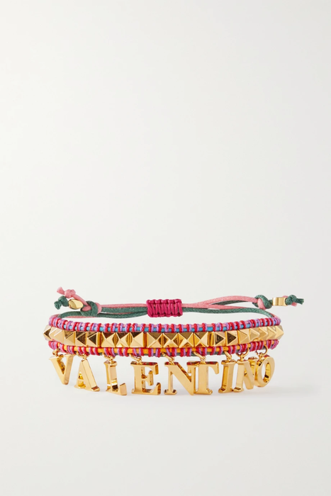 유럽직배송 발렌티노 VALENTINO Valentino Garavani Color Signs gold-tone and cord bracelet 24062987016725841