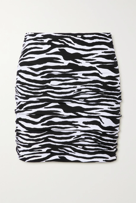 유럽직배송 아티코 미니스커트 THE ATTICO Ruched zebra-print stretch-jersey mini skirt 6630340699385523