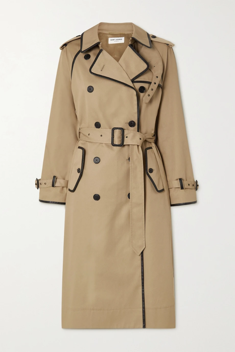 유럽직배송 생로랑 트렌치코트 SAINT LAURENT Belted leather-trimmed gabardine trench coat 38063312419812382