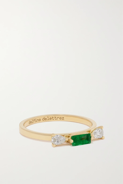 유럽직배송 델피나델레트레즈 반지 DELFINA DELETTREZ 18-karat gold diamond and emerald ring 34344356236832206