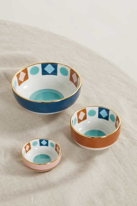 유럽직배송 라더블제이 LA DOUBLEJ Set of three gold-plated porcelain nesting bowls 24062987016666217