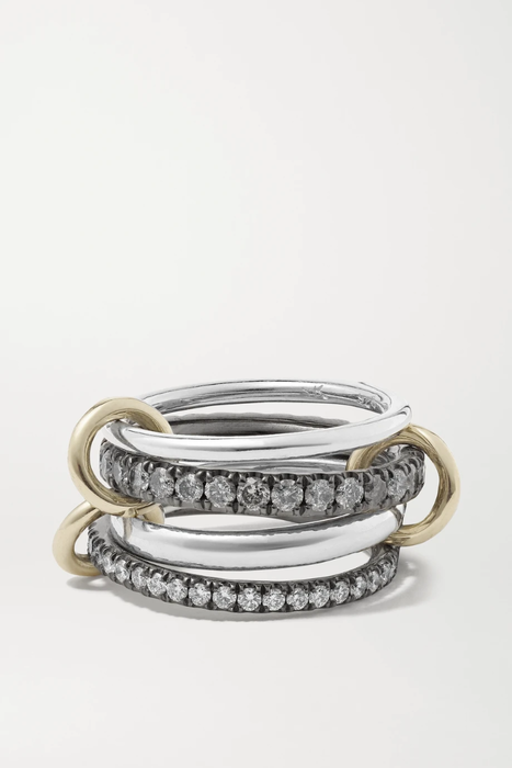 유럽직배송 스피넬리 킬콜린 반지 SPINELLI KILCOLLIN Sagittarius Deux Gris set of four 18-karat gold and rhodium-plated sterling silver diamond rings 16301891330137731