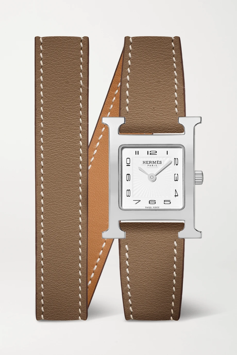 유럽직배송 HERMÈS TIMEPIECES Heure H 21mm small stainless steel and leather watch 36856120585245533