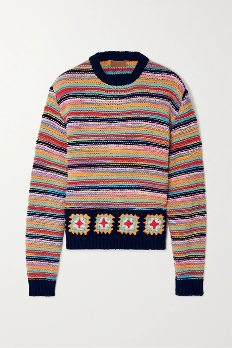 유럽직배송 알라누이 스웨터 ALANUI Take It Easy crochet-trimmed striped cotton-blend sweater 25185454455953398