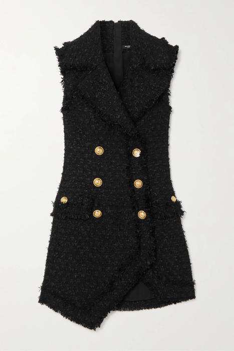 유럽직배송 발망 미니원피스 BALMAIN Asymmetric double-breasted cotton-blend bouclé-tweed mini dress 22250442026127930