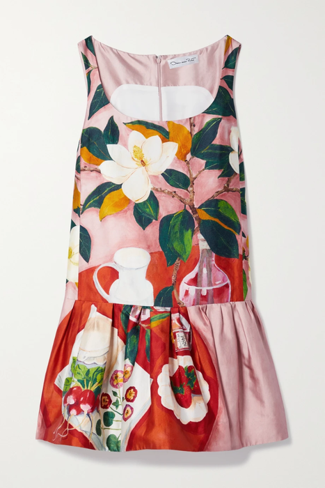 유럽직배송 오스카르데라렌타 미니원피스 OSCAR DE LA RENTA Pleated floral-print mikado mini dress 34344356236570265