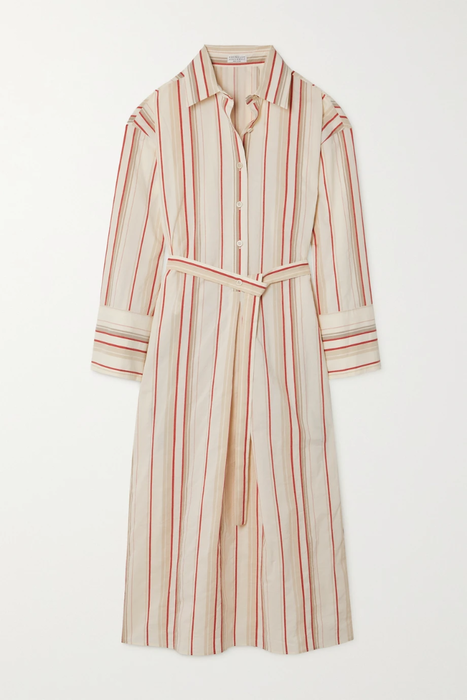 유럽직배송 브루넬로쿠치넬리 셔츠원피스 BRUNELLO CUCINELLI Belted striped cotton-poplin midi shirt dress 29419655932434133