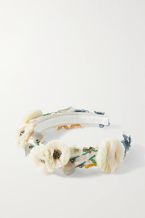 유럽직배송 제니퍼베어 헤드밴드 JENNIFER BEHR Meadow embellished embroidered silk-chiffon headband 33258524072230694