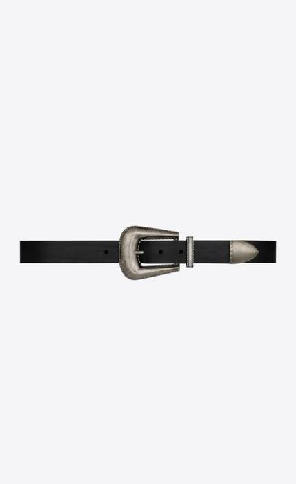 유럽직배송 입생로랑 SAINT LAURENT folk buckle wide belt in leather and metal 68821029J3D1000