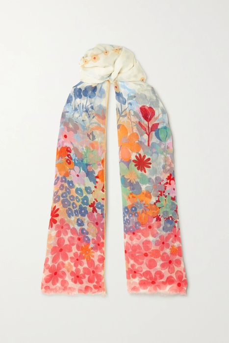 유럽직배송 로로피아나 스카프 LORO PIANA La Pergola Fiorita fringed floral-print cashmere-voile scarf 25185454455762177