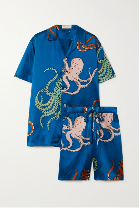 유럽직배송 올리비아본할 파자마 세트 OLIVIA VON HALLE Emeli printed silk-satin pajama set 34344356237160051