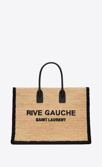 유럽직배송 입생로랑 리브 고쉬 토트백 SAINT LAURENT rive gauche tote bag in raffia and leather 685742GAAAG2099