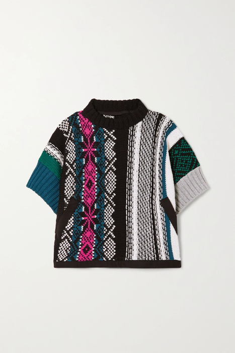 유럽직배송 사카이 스웨터 SACAI Shell-trimmed jacquard-knit cotton-blend sweater 27086482323641754