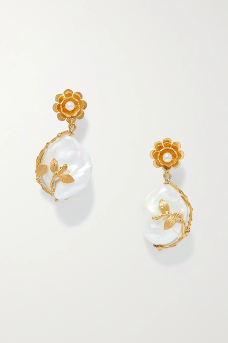 유럽직배송 OF RARE ORIGIN Hedera gold vermeil pearl earrings 34344356237061763