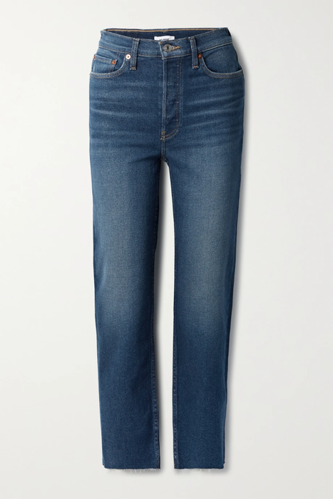유럽직배송 리던 청바지 RE/DONE + NET SUSTAIN 70s High Rise Stove Pipe distressed cropped slim-leg jeans 27086482322961982