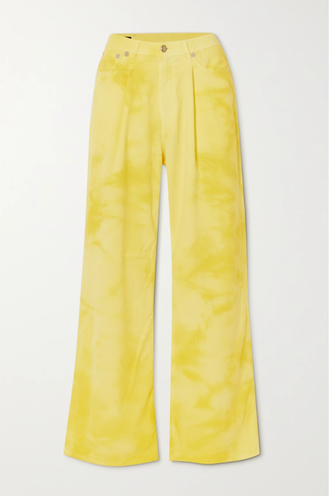 유럽직배송 알13 R13 Damon pleated tie-dyed cotton-corduroy wide-leg pants 32027475399751258