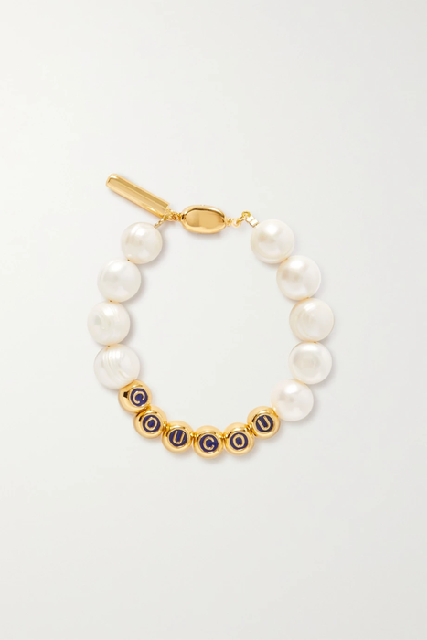 유럽직배송 타임리스펄리 팔찌 TIMELESS PEARLY Gold-tone, pearl and enamel bracelet 34344356237110667