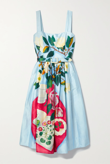 유럽직배송 오스카르데라렌타 원피스 OSCAR DE LA RENTA Belted floral-print mikado dress 34344356236570235