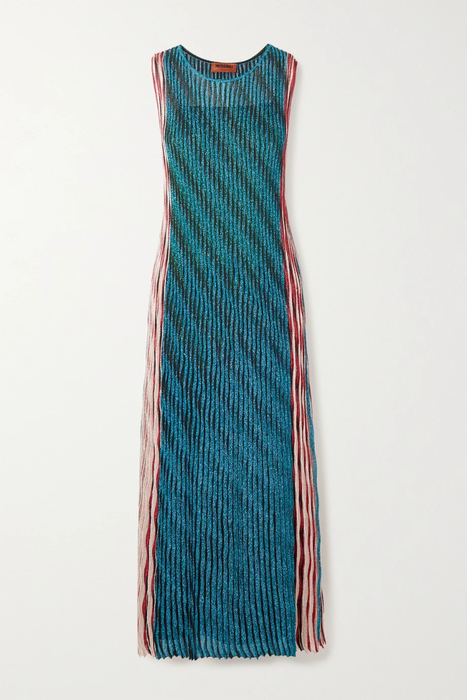 유럽직배송 미쏘니 원피스 MISSONI Striped metallic ribbed crochet-knit maxi dress 25185454456055394