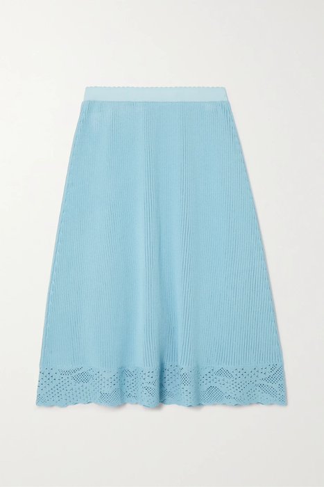 유럽직배송 발렌시아가 스커트 BALENCIAGA Crochet-trimmed ribbed-knit midi skirt 38063312418732054
