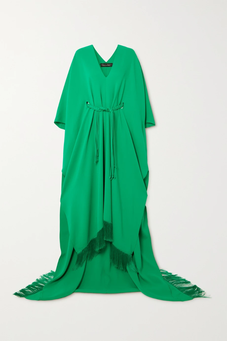 유럽직배송 오스카르데라렌타 OSCAR DE LA RENTA Belted fringed silk-blend gown 36856120585602153