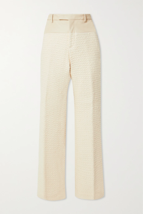 유럽직배송 아미리 팬츠 AMIRI Leather-trimmed cotton-blend tweed bootcut pants 24772899113274948