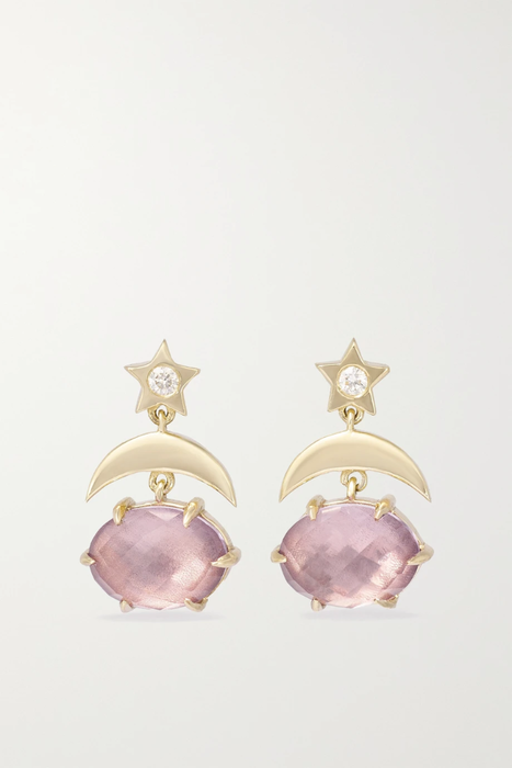 유럽직배송 ANDREA FOHRMAN Mini Cosmo 14-karat gold, amethyst and diamond earrings 17411127376103850