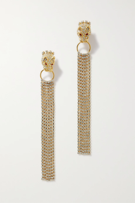 유럽직배송 알렉산드라리치 ALESSANDRA RICH Gold-tone crystal clip earrings 33258524072686150