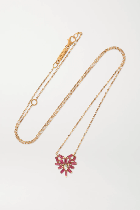 유럽직배송 수잔케일런 목걸이 SUZANNE KALAN 18-karat rose gold, ruby and diamond necklace 23841192565741842