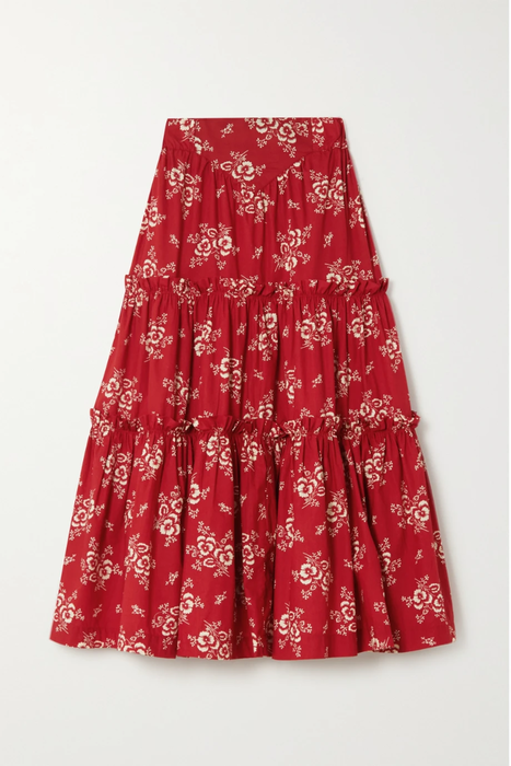 유럽직배송 Sea SEA Alessia tiered floral print cotton midi skirt 32027475399500782