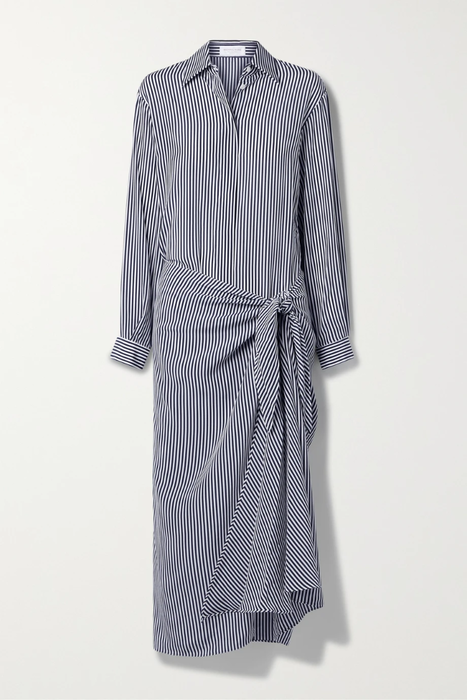 유럽직배송 마이클코어스콜렉션 셔츠원피스 MICHAEL KORS COLLECTION Tie-front striped silk-crepe midi shirt dress 29419655932420028