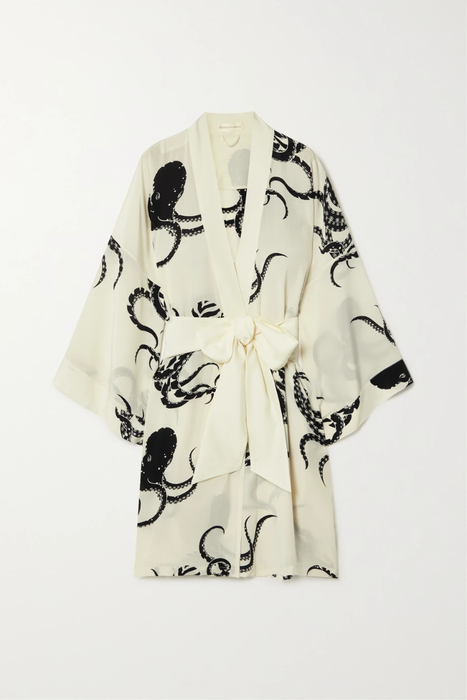 유럽직배송 올리비아본할 로브 OLIVIA VON HALLE Mimi printed silk crepe de chine robe 34344356237160049