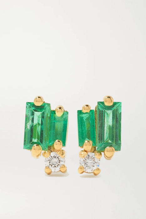 유럽직배송 수잔케일런 귀걸이 SUZANNE KALAN 18-karat gold, emerald and diamond earrings 23841192565718944