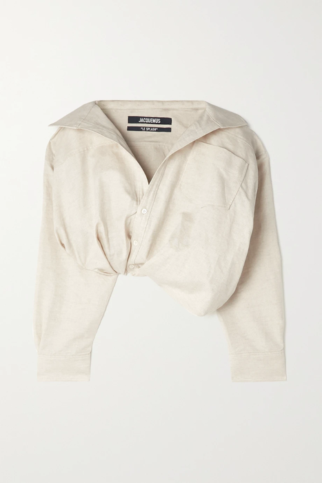 유럽직배송 자크뮈스 JACQUEMUS Mejean cropped twisted cotton and linen-blend shirt 33258524072455053