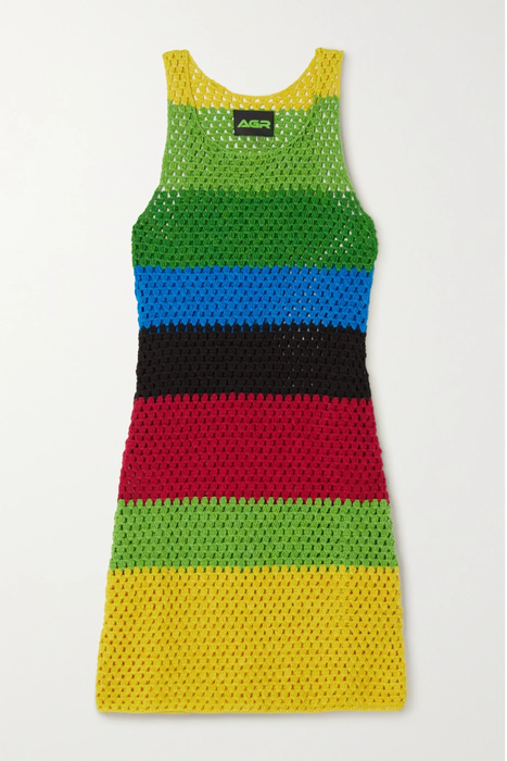 유럽직배송 AGR Striped crocheted cotton mini dress 25185454456921638