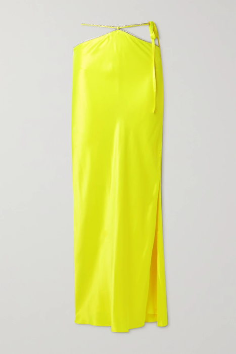 유럽직배송 MICHAEL LO SORDO Cutout embellished neon silk-satin maxi skirt 22250442026357747