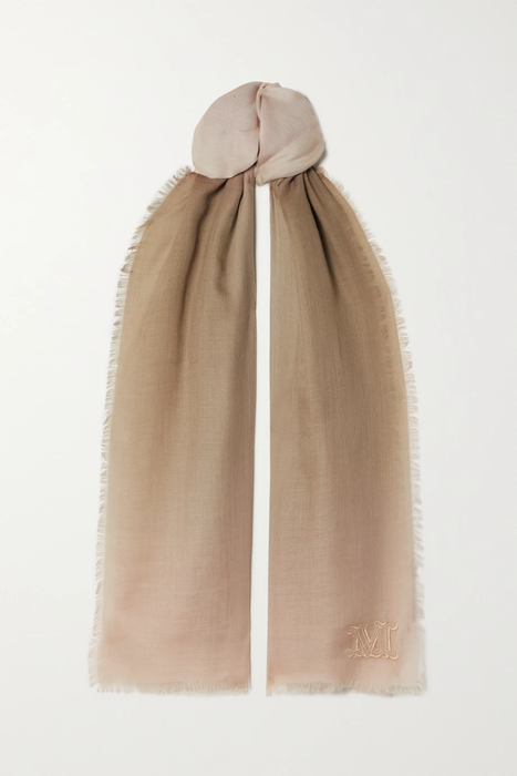 유럽직배송 막스마라 스카프 MAX MARA Frayed embroidered ombré cashmere and silk-blend scarf 25185454455764800