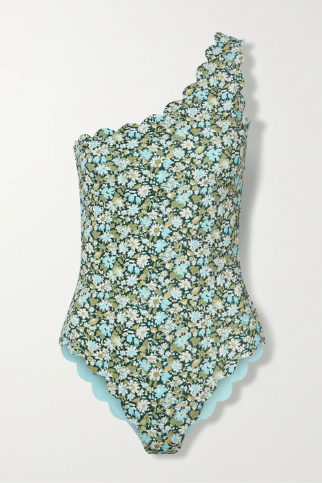 유럽직배송 MARYSIA Santa Barbara reversible one-shoulder scalloped floral-print stretch-crepe swimsuit 27086482324435016