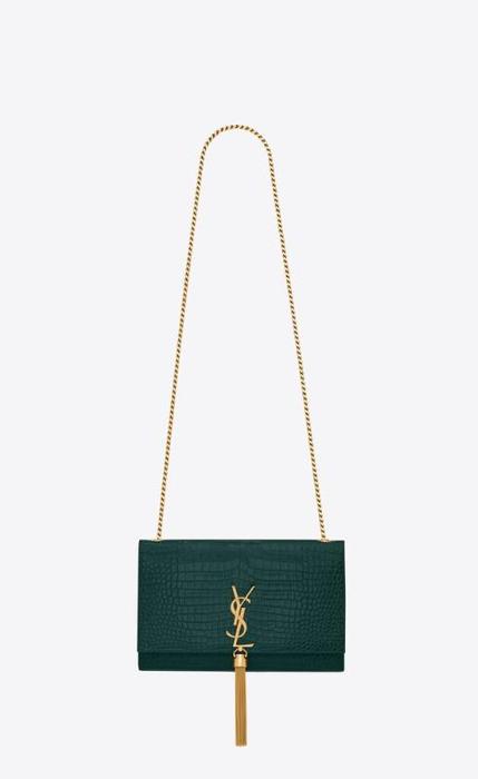 유럽직배송 입생로랑 SAINT LAURENT kate medium chain bag with tassel in shiny crocodile-embossed leather 354119DND0W4417
