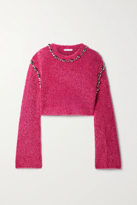 유럽직배송 아레아 스웨터 AREA Cropped embellished cotton-blend sweater 24772899113258155