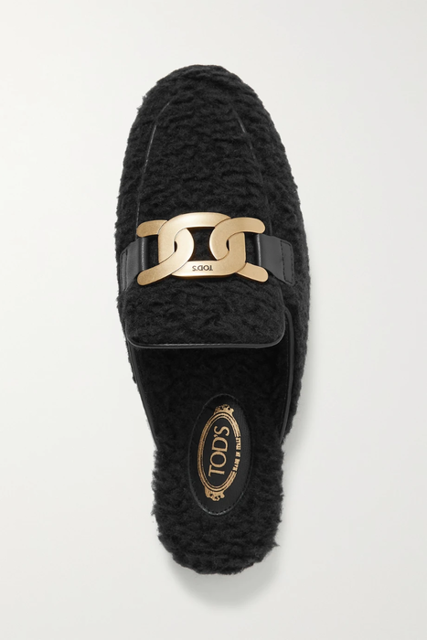 유럽직배송 토즈 TOD&#039;S Embellished leather-trimmed shearling loafers 18706561955998992
