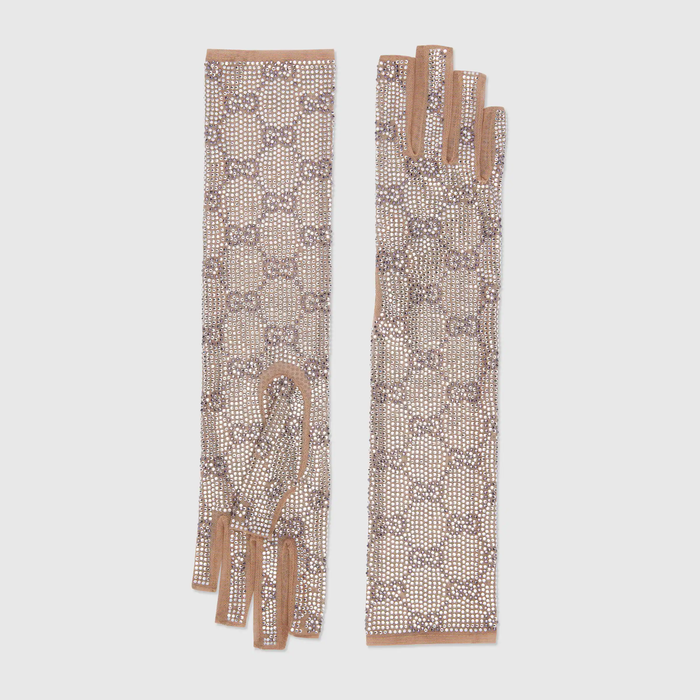 유럽직배송 구찌 GUCCI Gucci Tulle gloves with crystal GG motif 6715353SAB16760