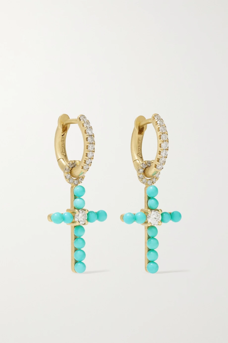 유럽직배송 아이린뉴워스 귀걸이 IRENE NEUWIRTH Immaculate 18-karat gold, turquoise and diamond hoop earrings 22250442025826712