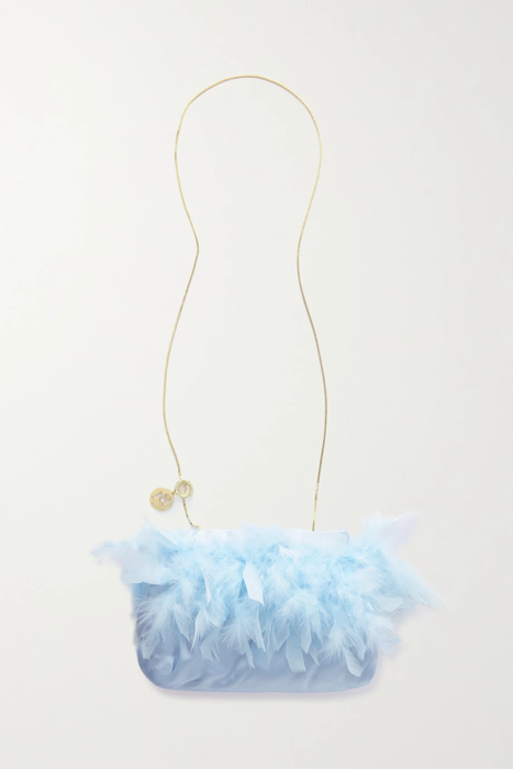 유럽직배송 로산티카 숄더백 ROSANTICA Liquirizia feather-embellished satin shoulder bag 24772899113482524
