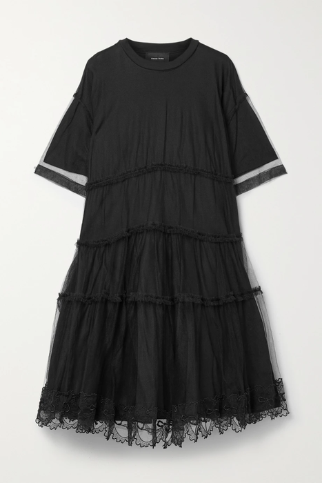 유럽직배송 시몬로샤 원피스 SIMONE ROCHA Tiered layered tulle and Supima cotton-jersey midi dress 33258524072406853