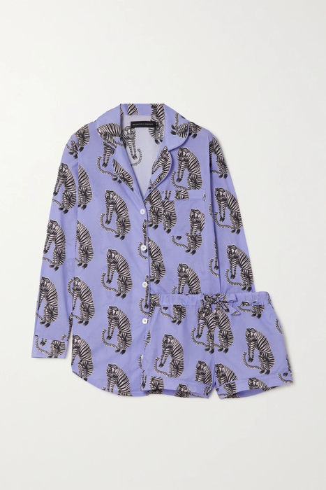 유럽직배송 DESMOND &amp; DEMPSEY + NET SUSTAIN Tiger printed cotton-voile pajama set 28941591746682061