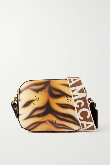 유럽직배송 스텔라맥카트니 카메라백 STELLA MCCARTNEY Perforated tiger-print vegetarian leather camera bag 24062987016485975