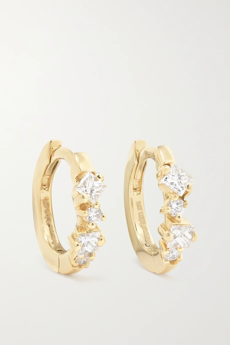 유럽직배송 수잔케일런 귀걸이 SUZANNE KALAN 18-karat gold diamond hoop earrings 23841192565741572